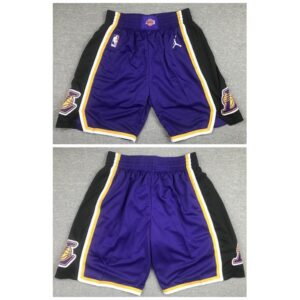 6864853047a01_1 Men's Los Angeles Lakers Black and Purple Shorts (Run Small)