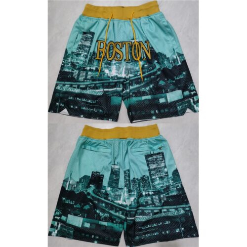 686487b427363_1 Men's Boston Celtics Aqua/Black Shorts (Run Small)