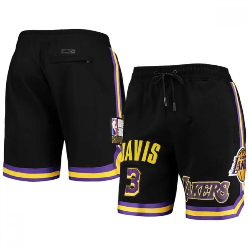 686489cf90c76_1 Men's Los Angeles Lakers #3 Anthony Davis Black Shorts