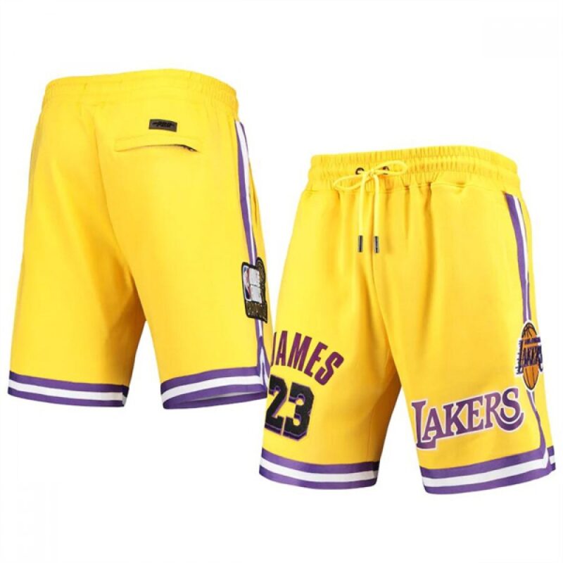 68648a8e119ed_1 Men's Los Angeles Lakers #23 LeBron James Yellow Shorts
