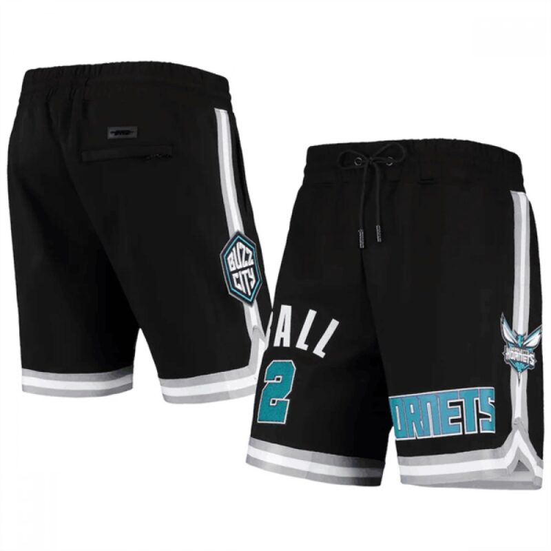 68648b4e5e0a5_1 Men's Charlotte Hornets #2 LaMelo Ball Black Shorts