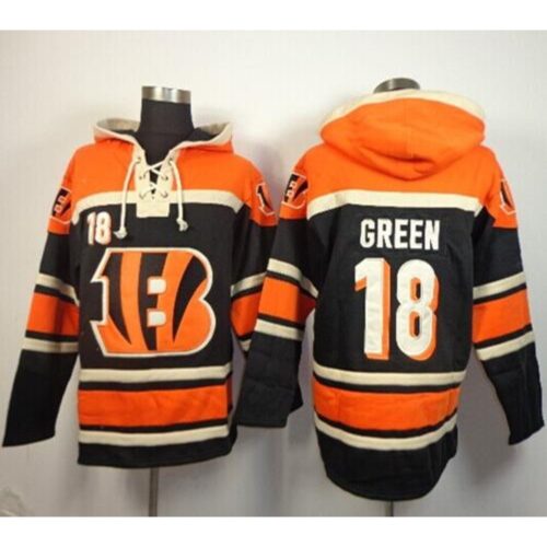 m12023122600296_1 Bengals #18 A.J. Green Black Sawyer Hoodie Sweatshirt NFL Hoodie