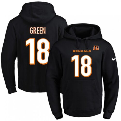 m12023122600297_1 Bengals #18 A.J. Green Black Name & Number Pullover NFL Hoodie