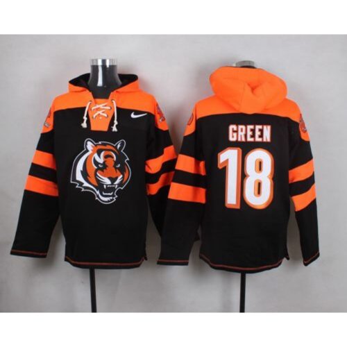 m12023122600299_1 Bengals #18 A.J. Green Black Player Pullover NFL Hoodie