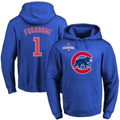 m1202401170097_1 Cubs #1 Kosuke Fukudome Blue 2016 World Series Champions Primary Logo Pullover MLB Hoodie