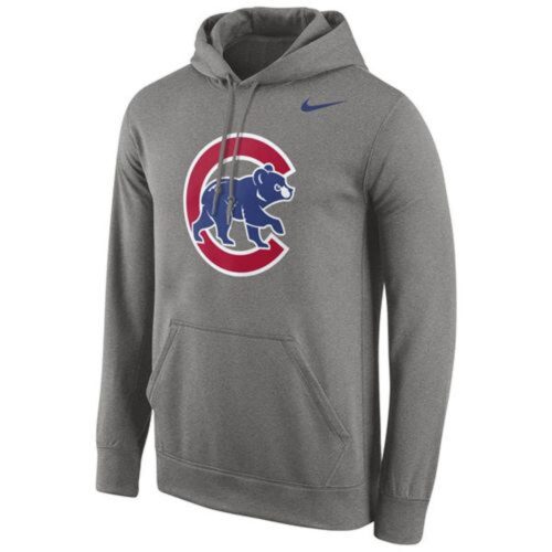 m1202401170175_1 Chicago Cubs Logo Performance Pullover Gray MLB Hoodie