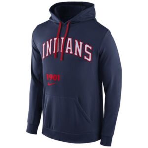 Cleveland indians Cooperstown Performance Pullover Navy Blue MLB Hoodie