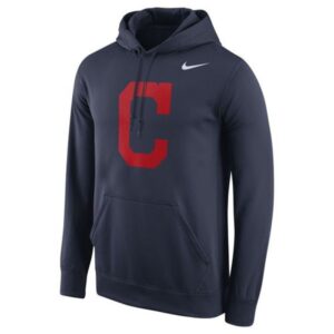 Cleveland indians Logo Performance Pullover Navy MLB Hoodie