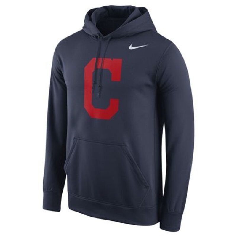 Cleveland indians Logo Performance Pullover Navy MLB Hoodie