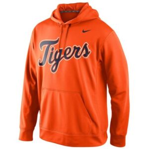 m1202401170259_1 Detroit Tigers Men's KO Wordmark Perfomance Orange MLB Hoodie