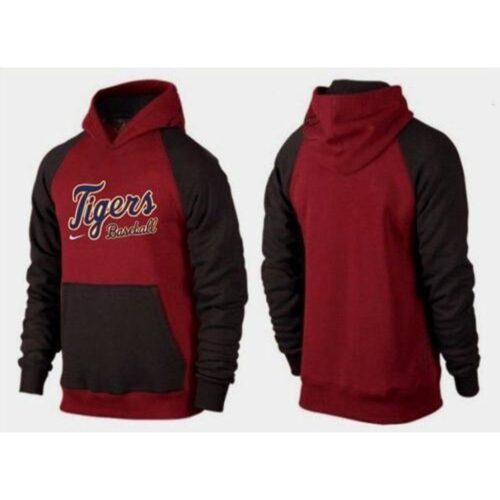 m1202401170271_1 Detroit Tigers Pullover Hoodie Burgundy Red & Black