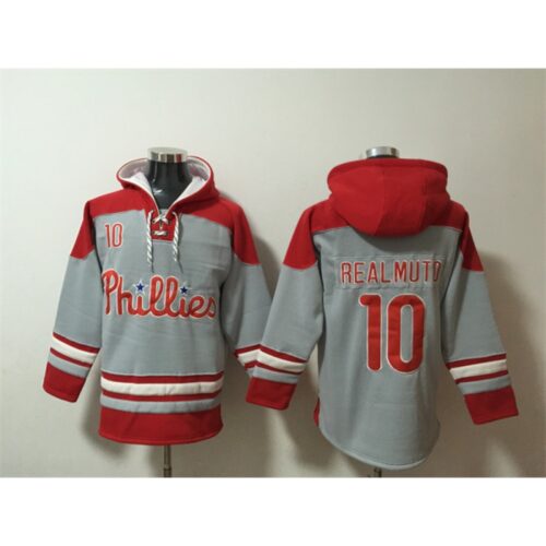 m1202401170520_1 Men's Philadelphia Phillies #10 J.T. Realmuto Grey/Red Ageless Must-Have Lace-Up Pullover Hoodie