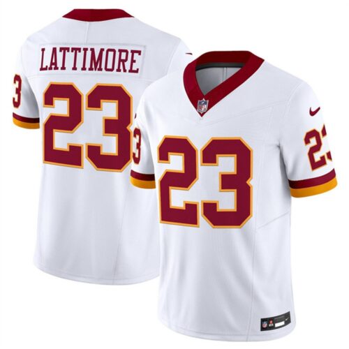 m120250804004_1 Men's Washington Commanders #23 Marshon Lattimore White 2025 F.U.S.E. Throwback Vapor Limited Stitched Football Jersey