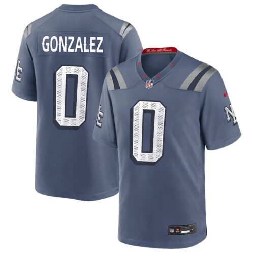 m1202509040002_1 Men's New England Patriots #0 Christian Gonzalez Blue Rivalries Collection Game Jersey