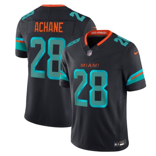 m1202509120056_1 Youth's Miami Dolphins #28 De'Von Achane Black Rivalries Collection F.U.S.E. Vapor Limited Stitched Jersey