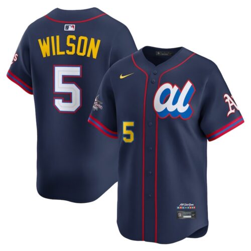m20250703005_1 Men's American League #5 Jacob Wilson Nike Navy 2025 All-Star Edition Limited Player Jersey
