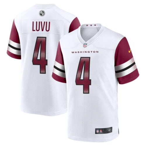 m202507240078_1 Men's Nike #4 Frankie Luvu White Washington Commanders Game Jersey