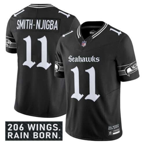 m20250821026_1 Men's Seattle Seahawks #11 Jaxon Smith-Njigba Black 2025 F.U.S.E. 'Gothic Rain City Shadows Edition' Vapor Limited Stitched Football Jersey