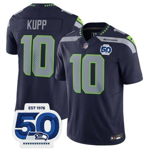 m20250821037_1 Men's Seattle Seahawks #10 Cooper Kupp Navy 2025 F.U.S.E. 50th Anniversary Patch Vapor Untouchable Limited Stitched Football Jersey