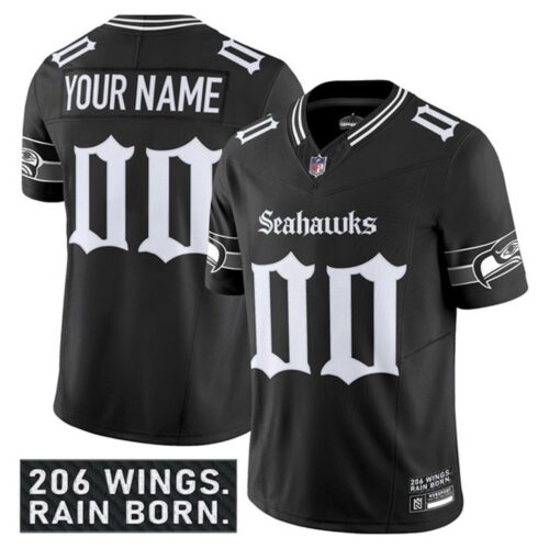m20250821097_1 Youth Seattle Seahawks Active Player Custom Black 2025 F.U.S.E. 'Gothic Rain City Shadows Edition' Vapor Limited Stitched Football Jersey