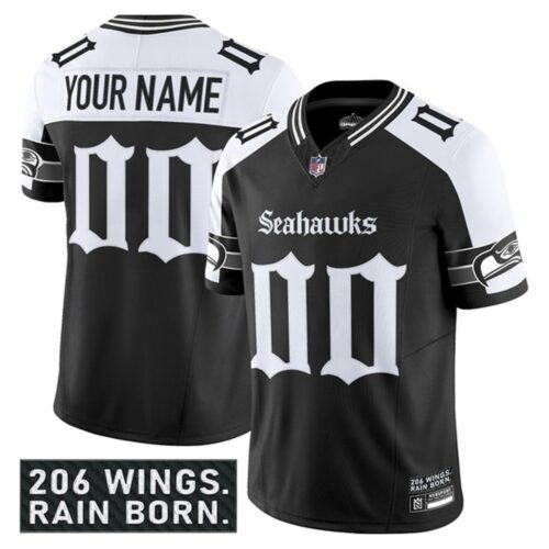 m20250821098_1 Youth Seattle Seahawks Active Player Custom Black Alternate 2025 F.U.S.E. 'Gothic Rain City Shadows Edition' Vapor Limited Stitched Football Jersey