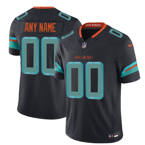 m20250901028_1 Youth Miami Dolphins Custom Black Rivalries Collection F.U.S.E. Vapor Limited Stitched Jersey