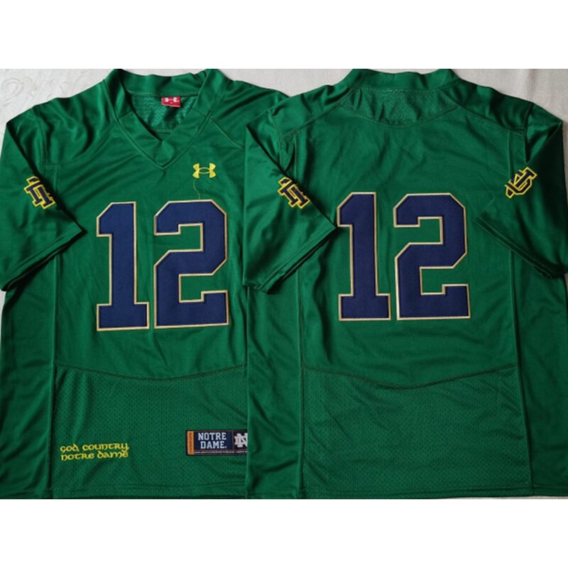 m20250930036_1 Youth Notre Dame Fighting Irish #12 Ian Book Green Stitched Jersey