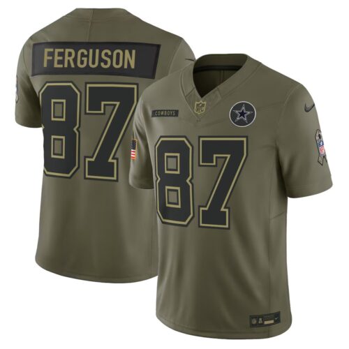 m202510040128_1 Youth's Dallas Cowboys #87 Jake Ferguson Nike Olive 2025 Salute to Service Retired Limited Jersey
