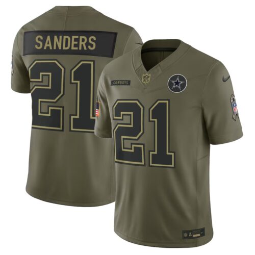 m202510040130_1 Youth's Dallas Cowboys #21 Deion Sanders Nike Olive 2025 Salute to Service Retired Limited Jersey