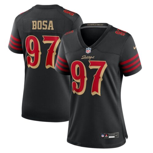 m20251022001_1 Women's San Francisco 49ers #97 Nick Bosa Black Rivalries Collection F.U.S.E. Vapor Limited Stitched Jersey