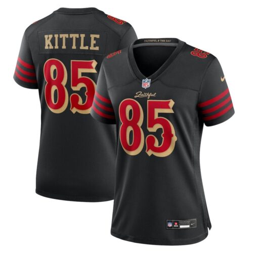 m20251022003_1 Women's San Francisco 49ers #85 George Kittle Black Rivalries Collection F.U.S.E. Vapor Limited Stitched Jersey