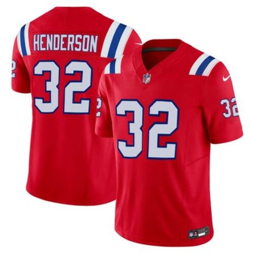m20251023003_1 Men's New England Patriots #32 TreVeyon Henderson Nike Red 2025 NFL Draft F.U.S.E. Vapor Limited Jersey