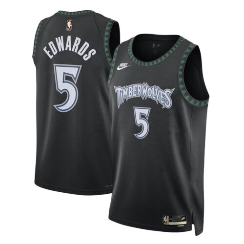 m202510310095_1 Youth Minnesota Timberwolves #5 Anthony Edwards Black 2025/26 Hardwood Classics Jersey