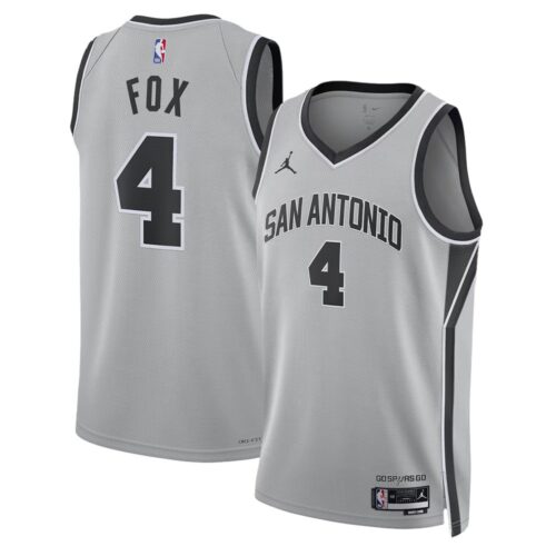 m202510310107_1 Youth San Antonio Spurs #4 De Aaron Fox Grey 2025/26 Statement Edition Jersey