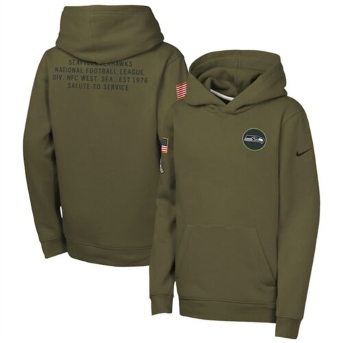 m20251104096_1 Youth Seattle Seahawks Olive 2025 Salute to Service Club Fleece Hoodie