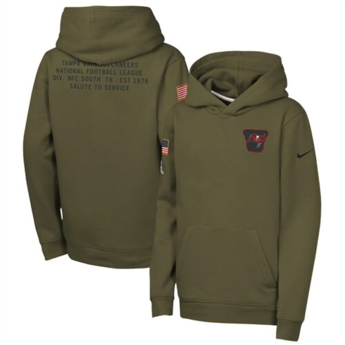 m20251104097_1 Youth Tampa Bay Buccaneers Olive 2025 Salute to Service Club Fleece Hoodie