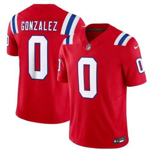 m20251115005_1 Men's New England Patriots #0 Christian Gonzalez Nike Red Vapor F.U.S.E. Limited Jersey