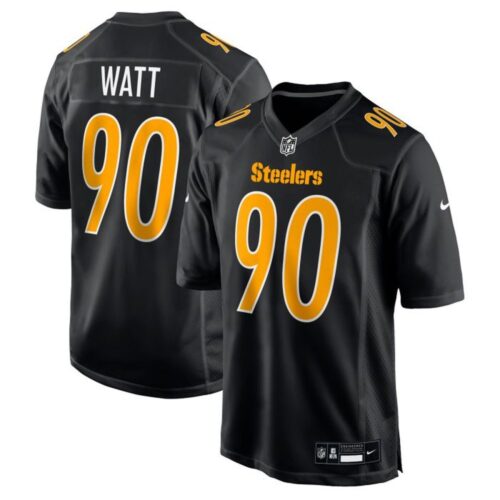m202512080060_1 Youth Pittsburgh Steelers #90 T.J. Watt Nike Carbon Black Fashion Game Jersey